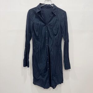 CP Shades Long Sleeve Shirt Dress Button Up Blue Semi-Sheer Medium